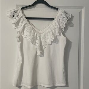 Lilly Pulitzer White Eyelet Ruffle Blouse Size L